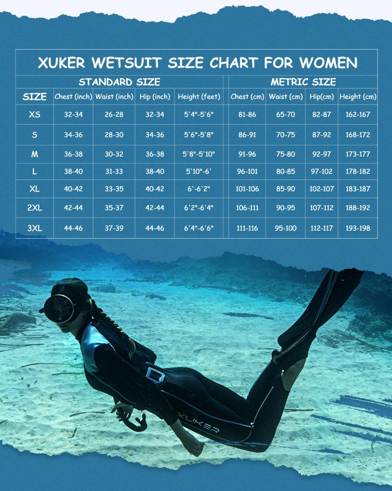 XUKER بدلة غوص نسائية XUKER، 2 مم نيونبرين بأكمام طويلة وسحاب خلفي، مناسبة للمياه الباردة للغوص وركوب الأمواج والغوص السطحي والتجديف والسباحة والرياضات المائية - Image 5